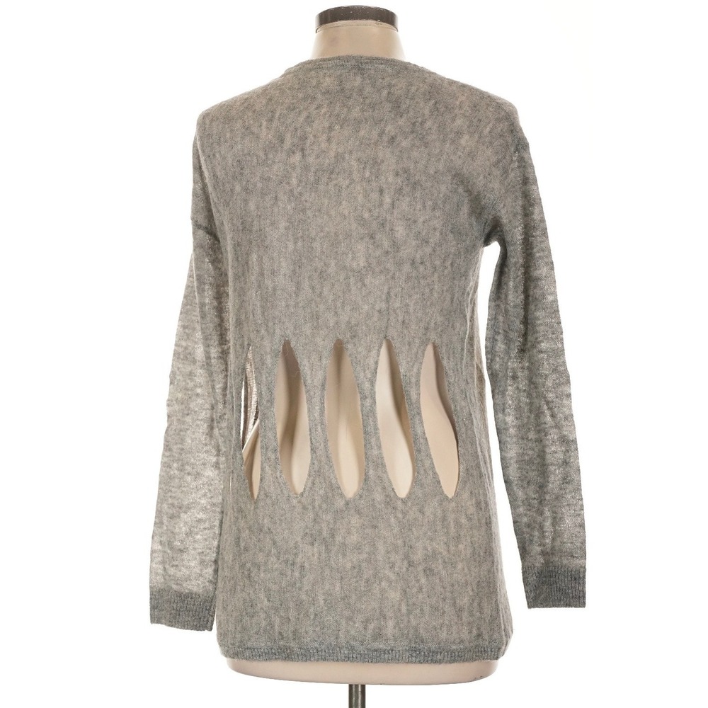 One Grey Day Alpaca Merino Wool Blend Back Cutout Sweater Gray Size L - Picture 2 of 12